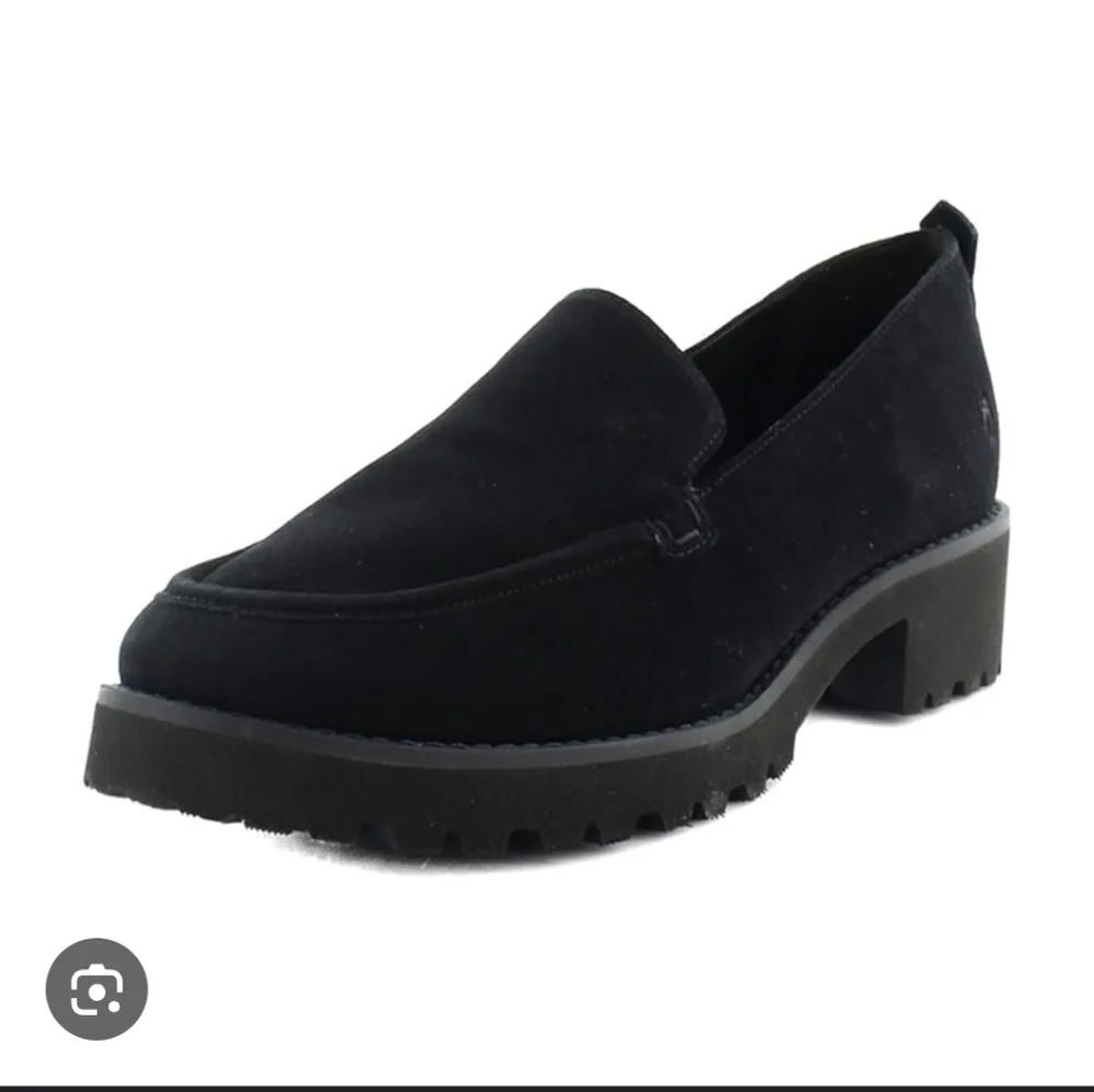 Hush Puppies Black Platform Suede Like Loafers